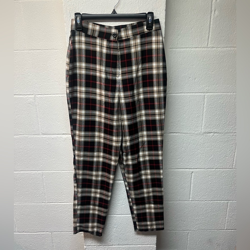 Nasty Gal Black and Red Plaid Women's Pants. Size 4